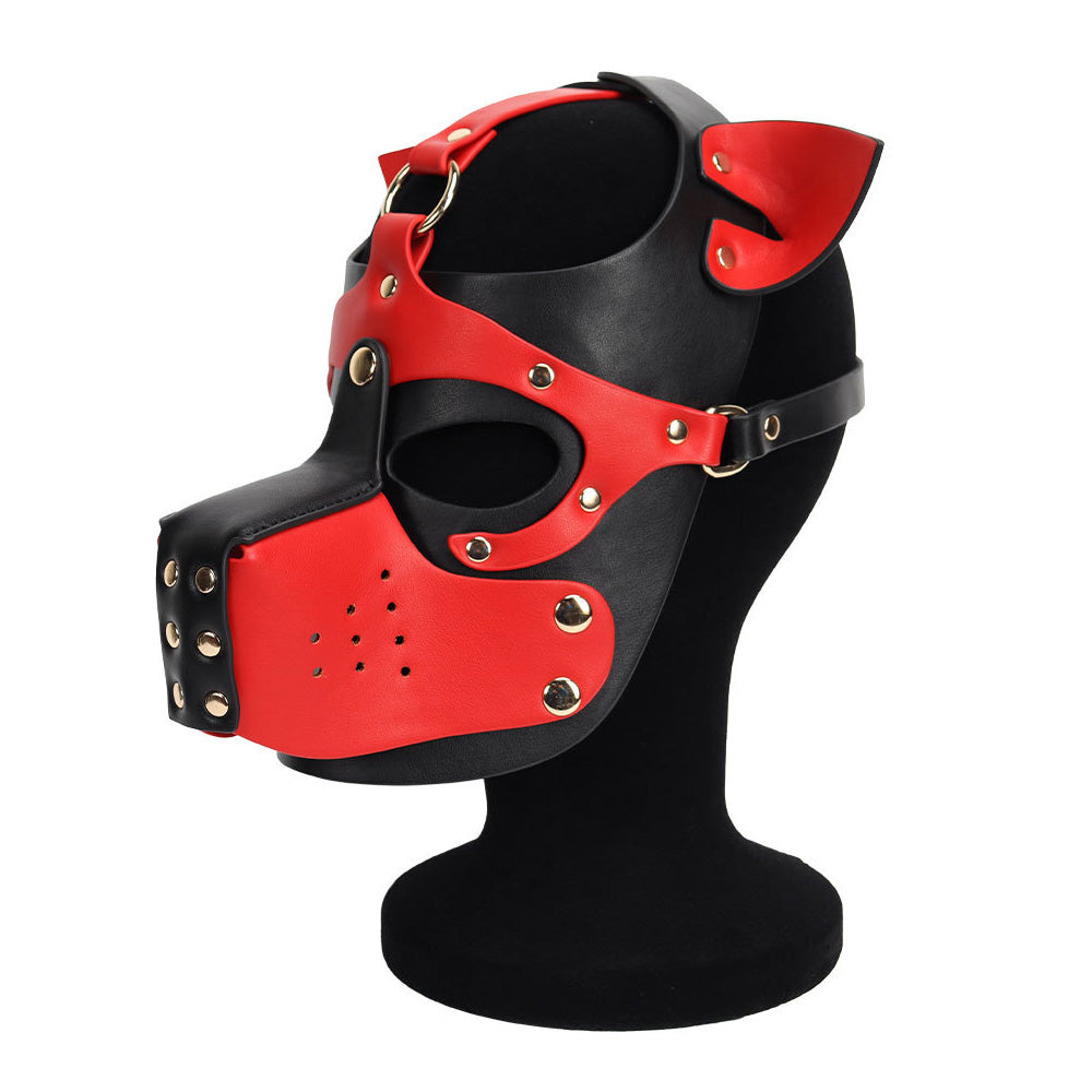 ALPHA PUP HOOD – Red Vegan Leather