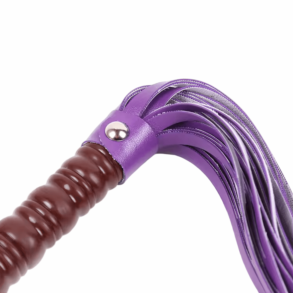 Wooden Grip Puppy Flogger - Purple at Pup Hood UK